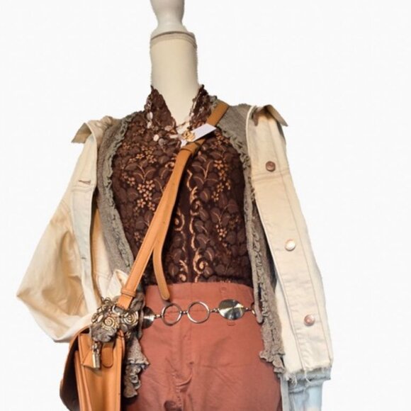 Beautiful Brown, Patterned Tank Top, Kay Celine, Size M - Picture 2 of 3